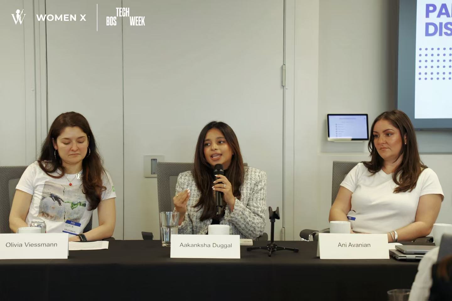 Aakanksha Duggal speaking on the Women X panel