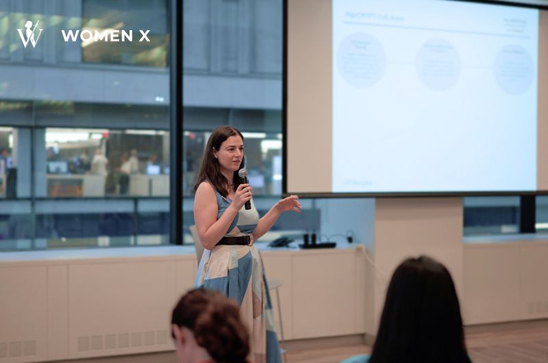 Antigoni Polychroniadou speaking at Women X New York