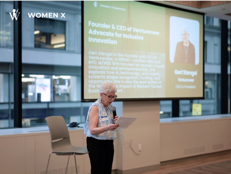 Geri Stengel speaking at Women X New York